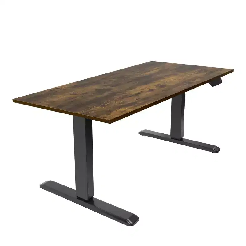 Dual Motor Electric Sit-Stand Desk with Tabletop - Black / Oak
