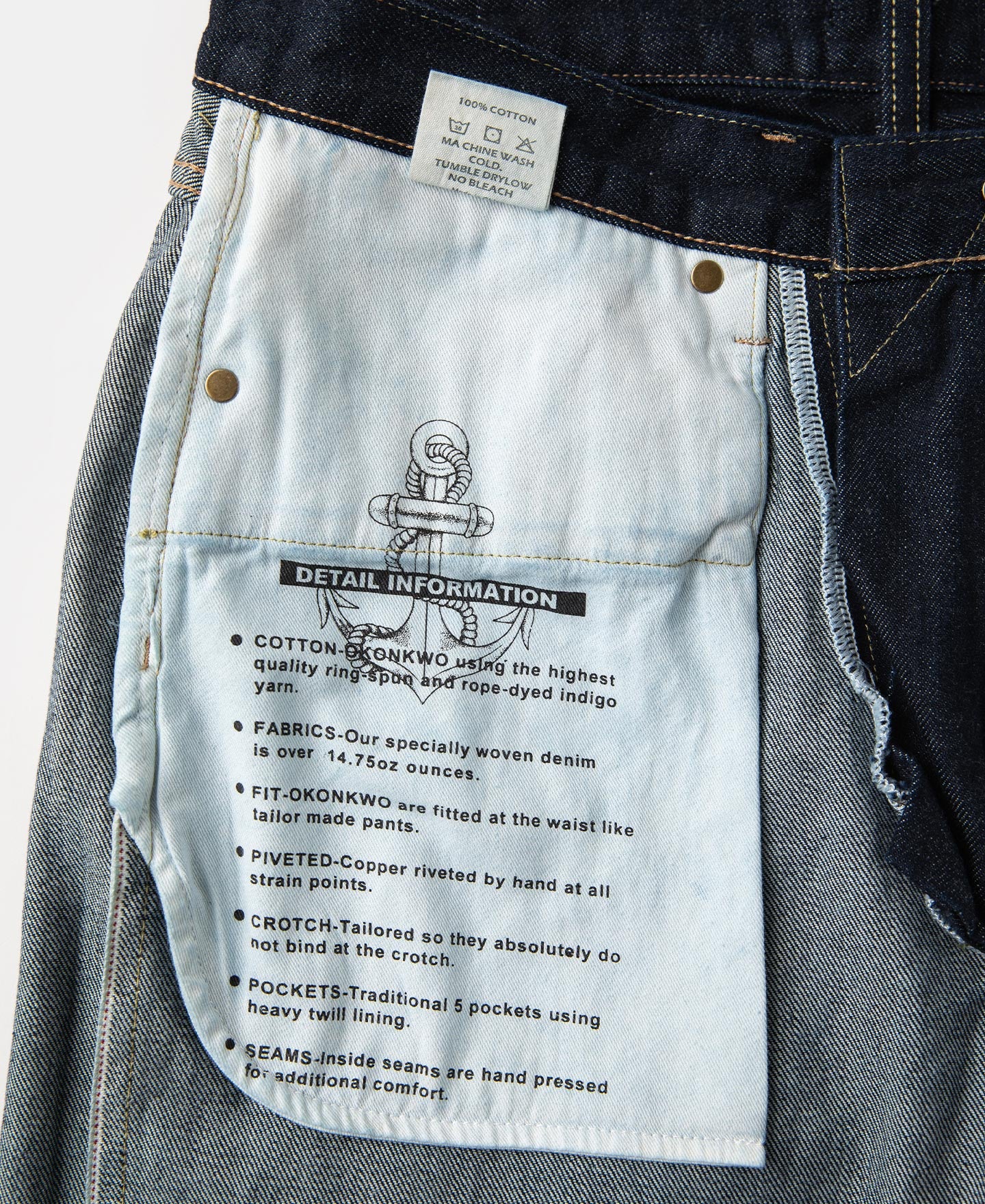13.2 oz Embroidered Pocket Denim Jeans - Prewashed