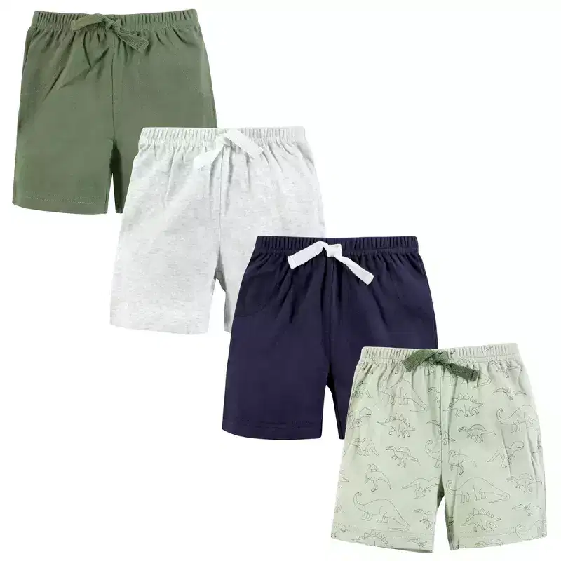 Hudson Baby Infant Boys Shorts Bottoms 4-Pack, Dinosaurs