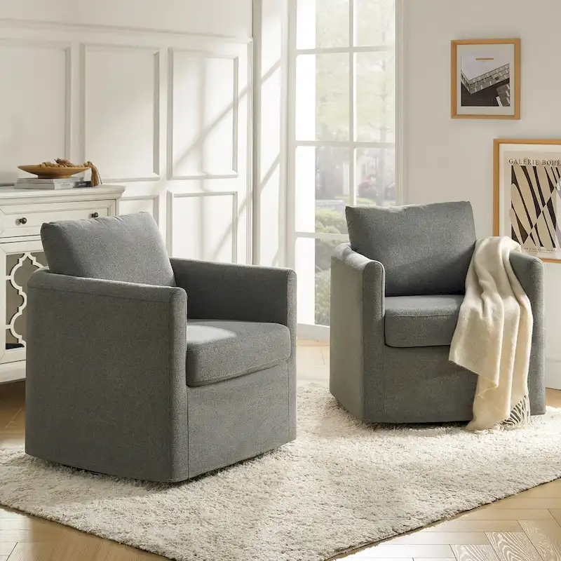 Erkenbald Modern 360-Degree Swivel Chair with Removable Slipcover Set of 2 by HULALA HOME