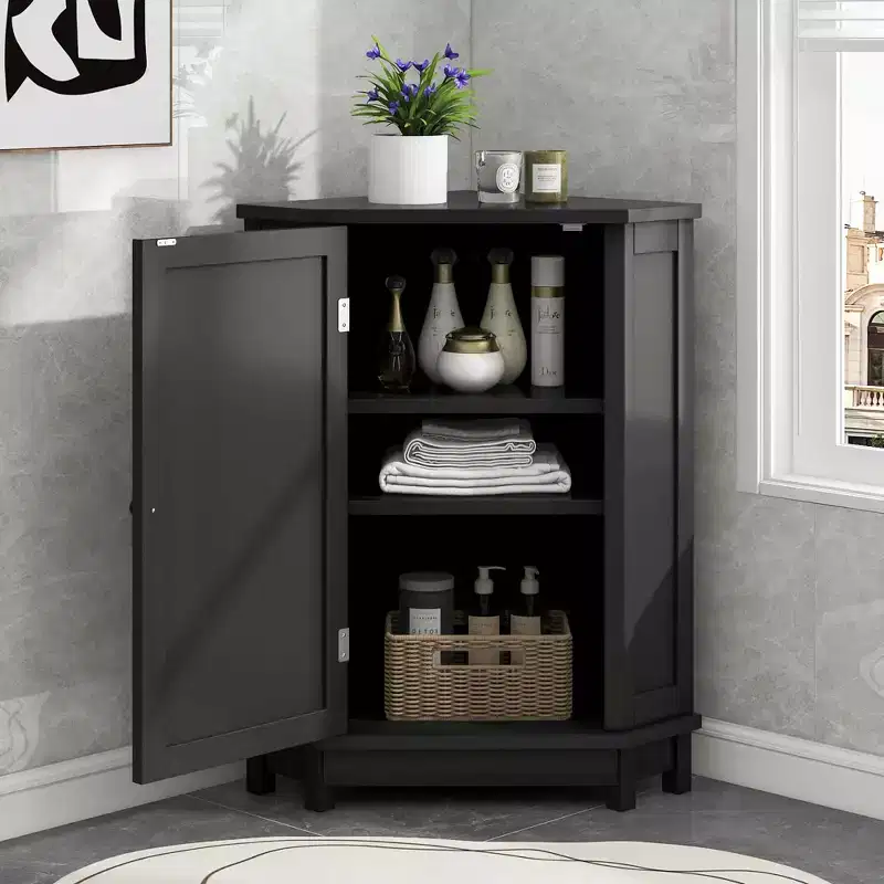 MAYEERTY 30 Bathroom Vanity with Sink Blue Gray MDF Rubberwood 3 Drawers Adjustable Shelf Freestanding