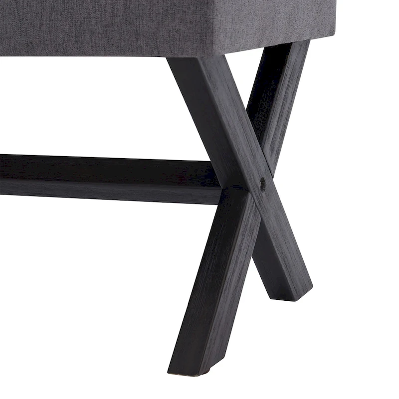 Fabric Entryway Bench Beige/ Grey/ White Upholstered Bench with X-Shaped Legs, 35-inch
