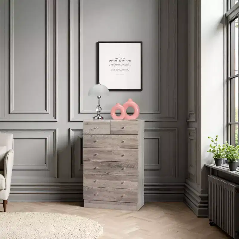 7-Drawer Gray Chest of Drawers, 25.98
