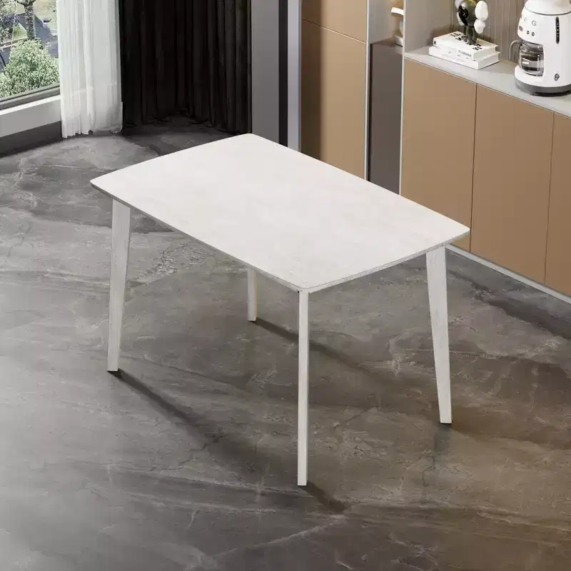 VECELO Farmhouse Style Dining Table, Rubber Wood Table with 4 Solid Wood Legs for Kitchen, Gray