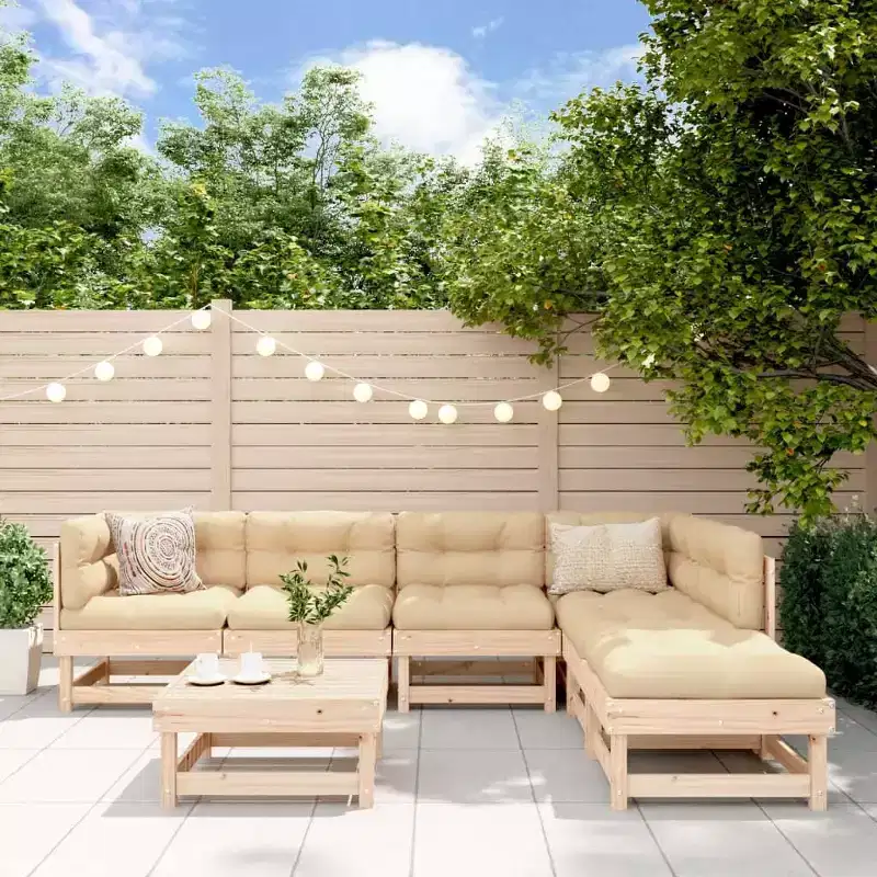 vidaXL Garden Lounge Set with Cushions and Strong Pine Wood Build
