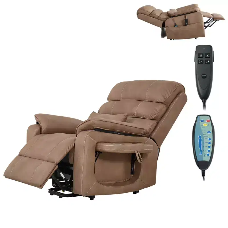 Dual Motor Power Lift Recliner Chair with Heat and Massage, Infinite Position, Brown
