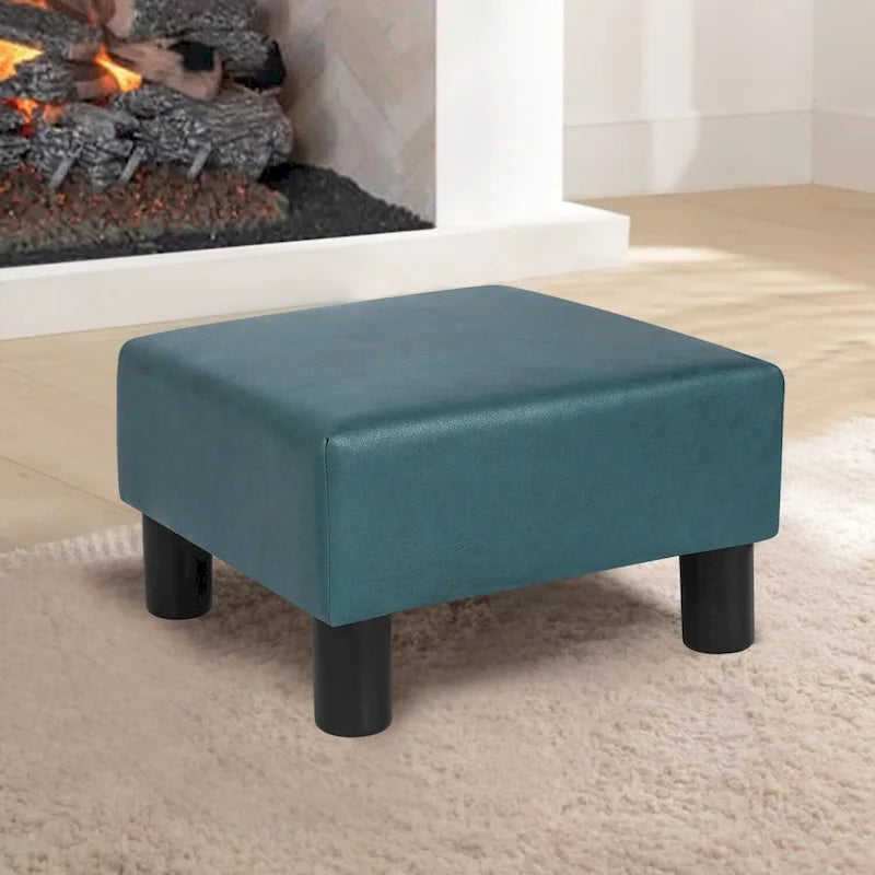 Small Square Footstool Ottoman Modern Fabric Footrest Stool