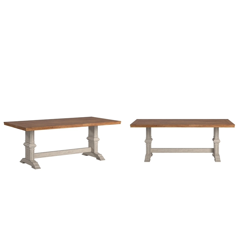 Ronda Two-Tone Rectangular Solid Wood Top Dining Table