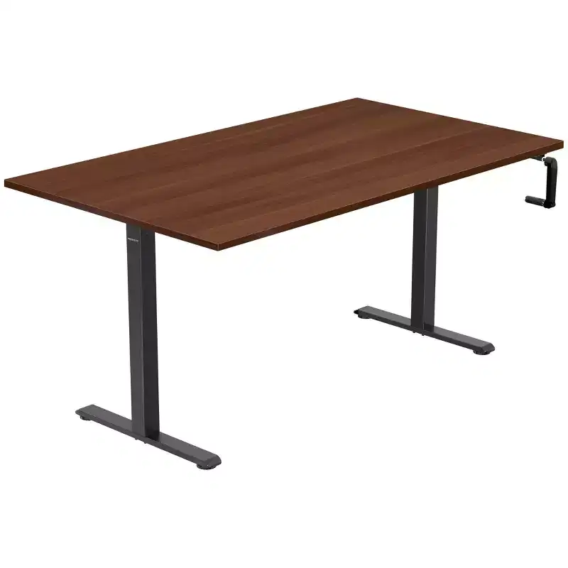Hand Crank Sit-Stand Desk with Wide Tabletop