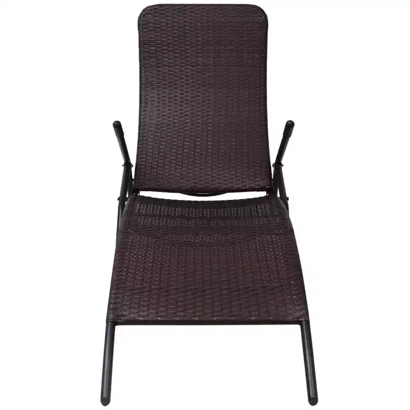 vidaXL Sun Lounger Poly Rattan, Powder-Coated Steel Medium
