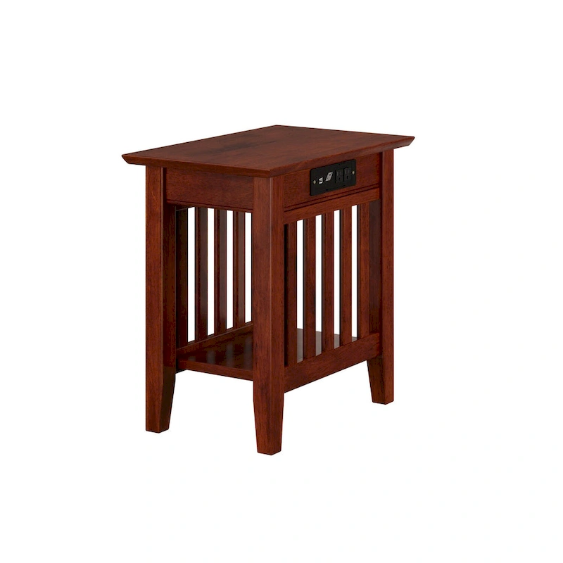 AFI Mission Chair Side Table Set of 2 with Built-in Charger
