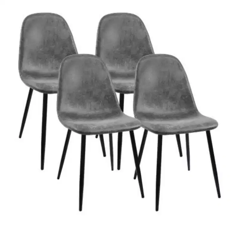 4-Pack Modern Suede Upholstered Spoon-Shape Dining Chairs for Kitchen/Dining Room