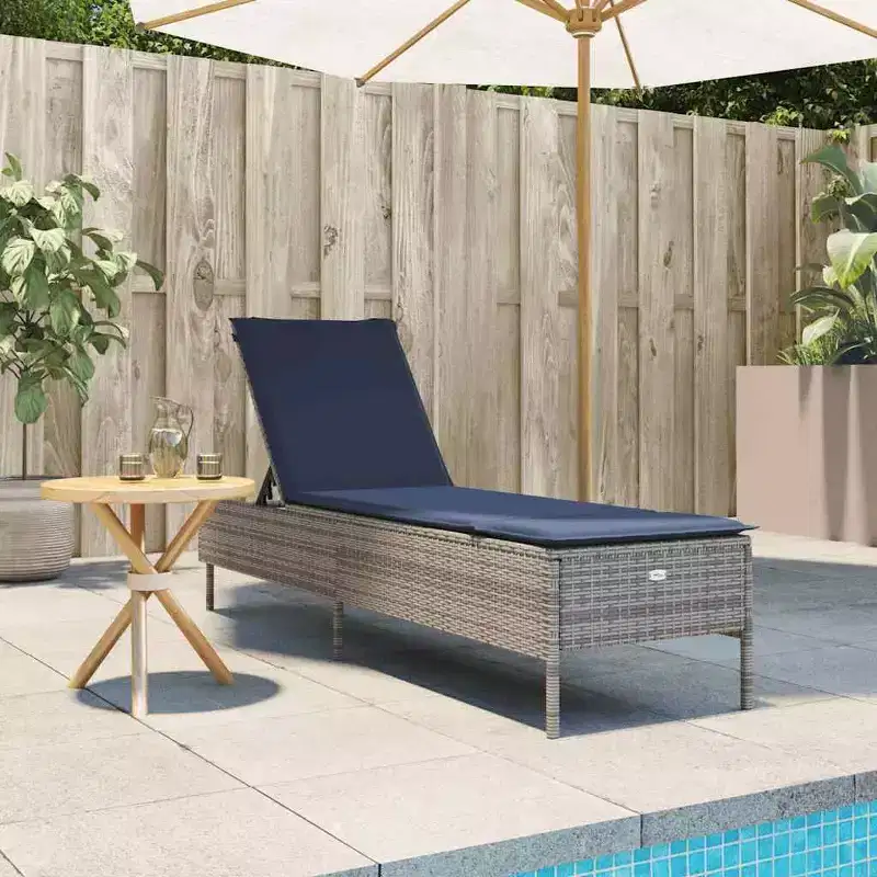 vidaXL Patio Sun Lounger PE rattan Standard Height-Adjustable