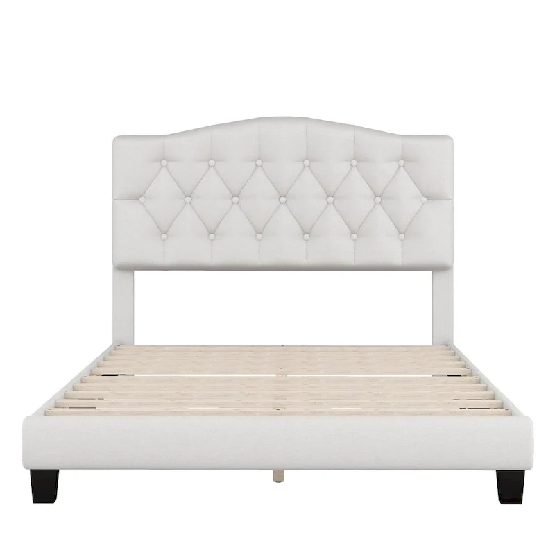 Upholstered Platform Bed with Curved Headboard by Harper&Bright Designs