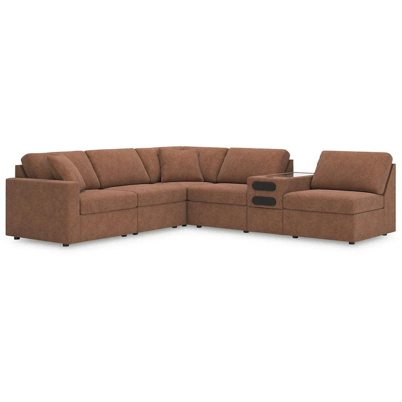 Orange 6-Piece Sectional Sofa with Audio Console | 139