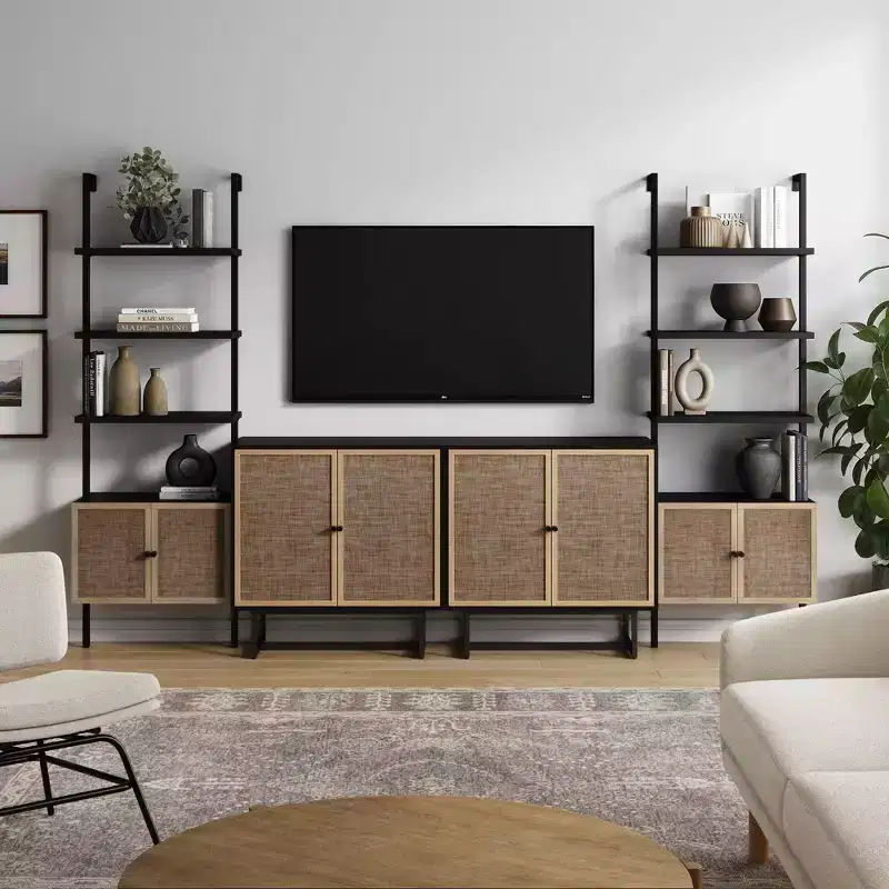 Nathan James Kova Rattan TV Wall Unit for TVs up to 50