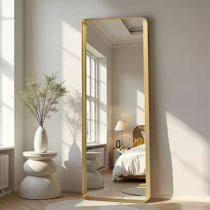 71x28 inch Aluminum Alloy Rounded Rectangular Gold Full Body Mirror (deep Mirror - No Bracket)