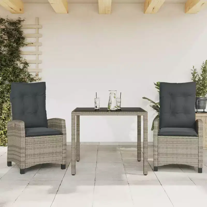 vidaXL Garden Dining Set with Cushions in Poly Rattan