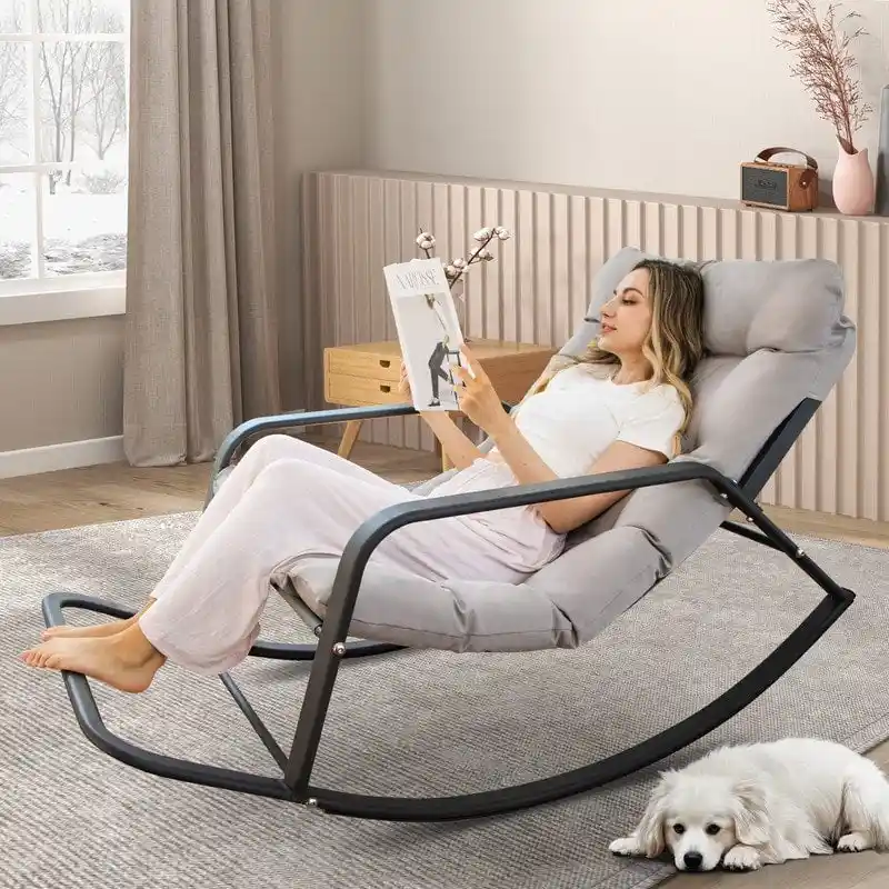 Indoor Royal Oversized Rocking Lounge Chair, 450 lbs with Water-Resistant Cushions