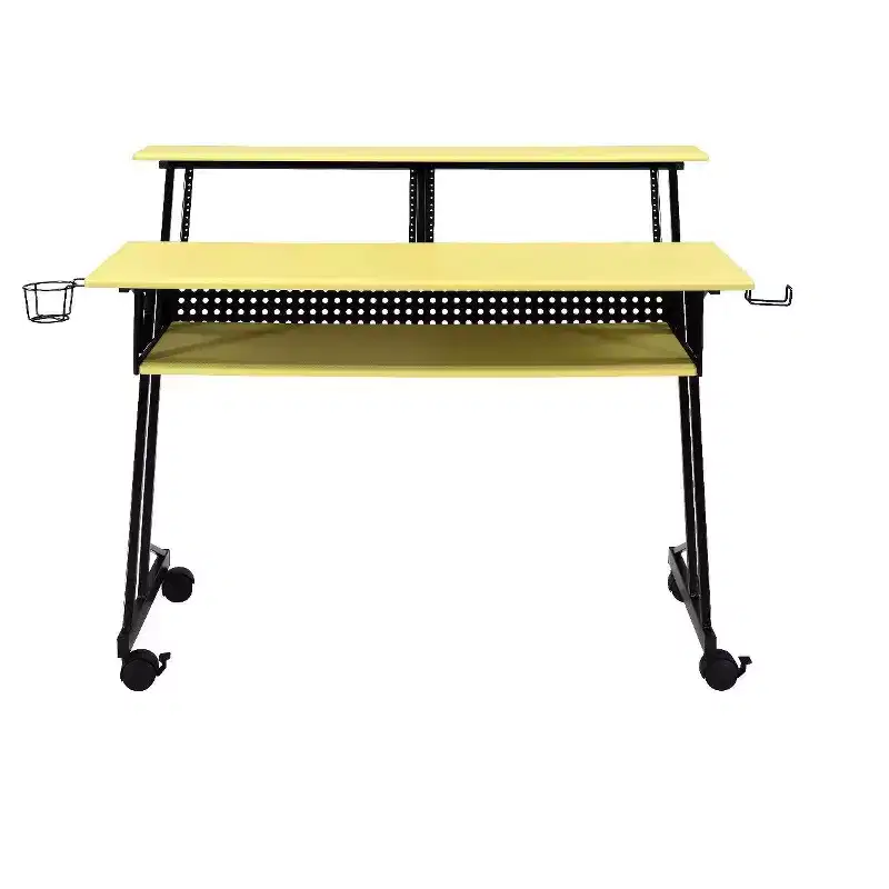 HomeRoots 47 Yellow and Black Computer Desk