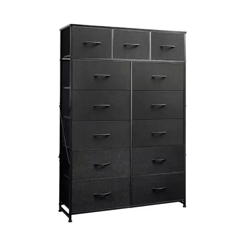 Cozy 13 Fabric Drawers Dresser with Metal Frame, Tall Storage Cabinet with Wooden Top, Chest of Drawers for Bedroom, Entryway, Living Room