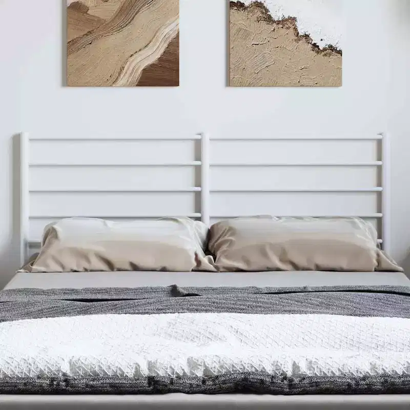 Durable Metal Headboard, Modern Style, White, Full