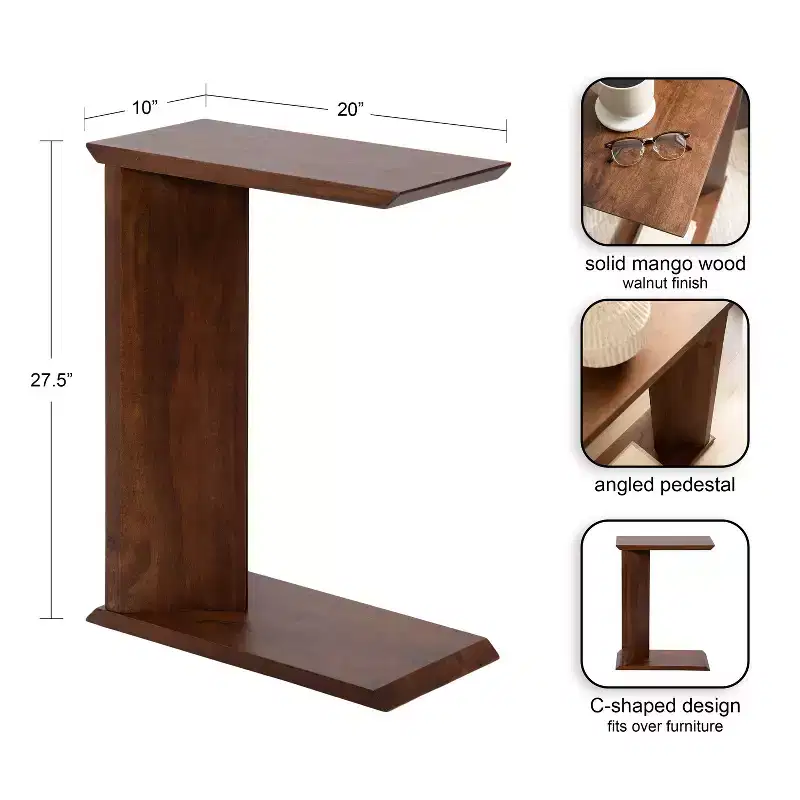 Wood C-Table – Sofa Side Snack & Laptop Table