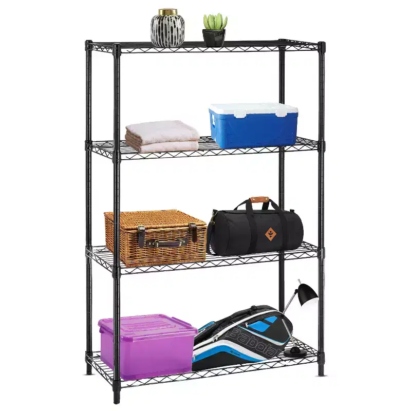 4-Tier Steel Wire Shelving Unit with Adjustable Shelves - Home, Office or Commercial Storage