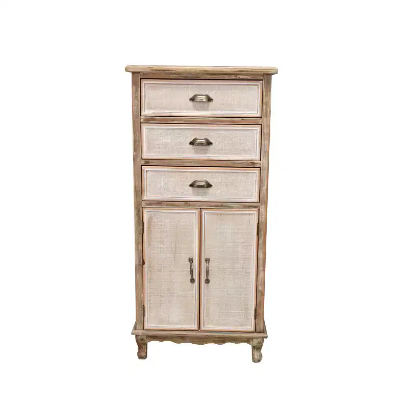 GDFStudio Wrenford Rustic Solid Wood Storage Cabinet with 3 Drawers