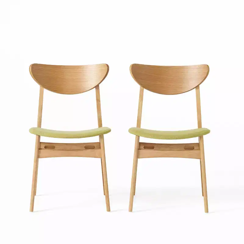 GDFStudio Toranto Mid-Century Modern Fabric Upholstered Rubberwood Dining Chairs (Set of 2)