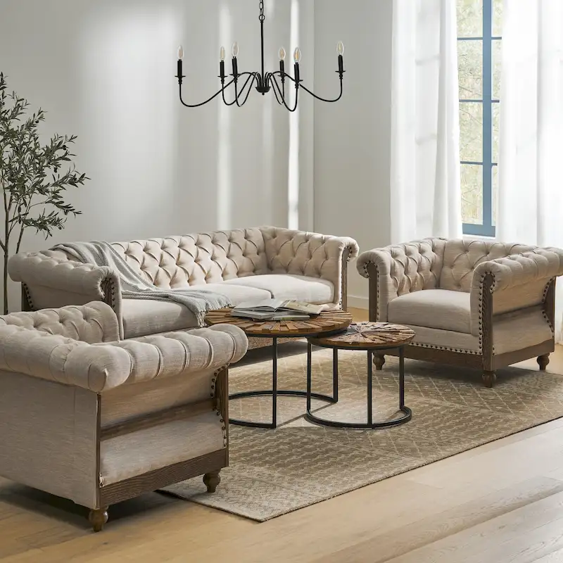Fabric Living Room Sofa and Accent Chairs