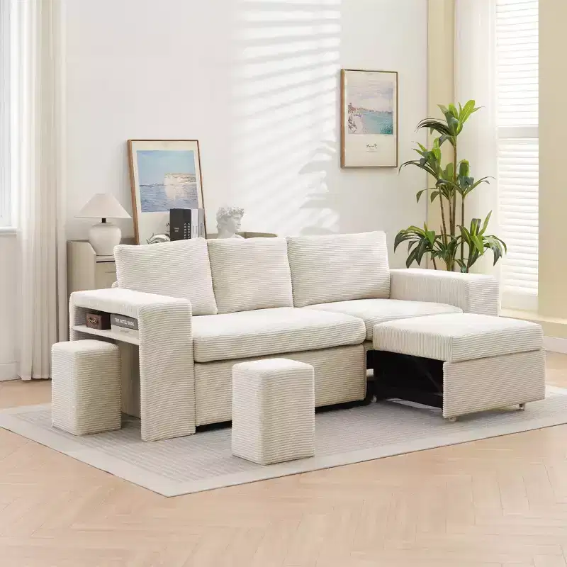 HYLEORY Convertible L Shaped Couch Sofa Bed with Pull Out Bed, Sleeper Sofa with Reversible Chaise for Living Room, Apartment, Bedroom, Office