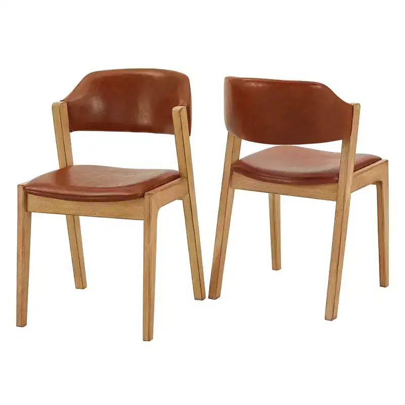 Abstergo Modern Scandinavian Wood Finish Dining Chair (Set of 2) - iNSPIREQ