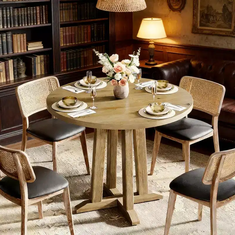GDFStudio Ashton Modern 31.5 Round Wood Dining Table