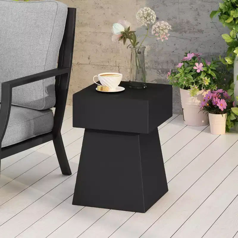 Modern End Table Outdoor Side Table Coffee Table Bedside Table, No Assembly, Black-Christopher Knight Home