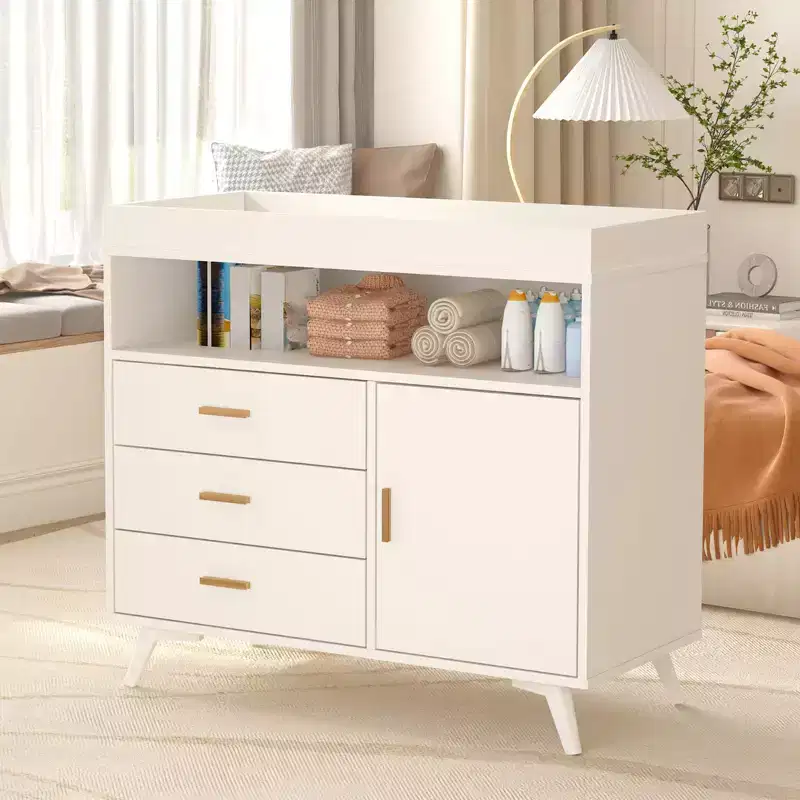 Natural Wood, 3-Drawer Changing Table Dresser, 1-User