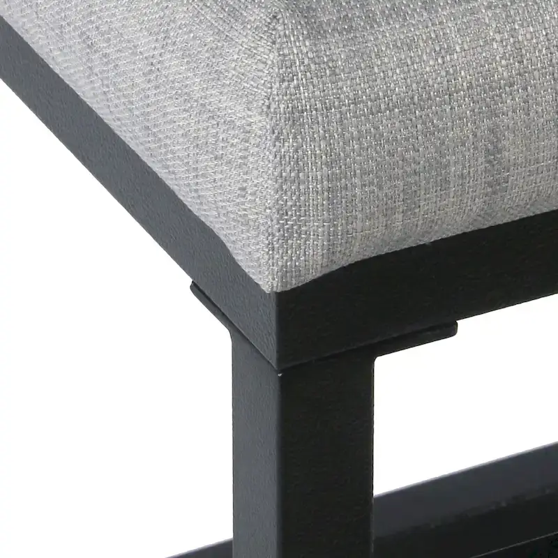 Backless Industrial Metal Counter Stool, 24in Seat Height, Textured Weave Fabric, Black Finish