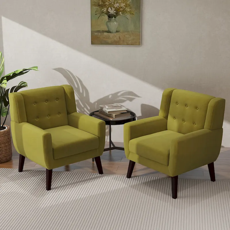 2 Set Modern Accent Chair Velvet Armchair
