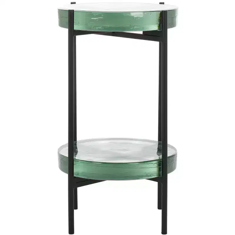 Noham Glass Side Table - ACC5502A - Clear/Black - Safavieh