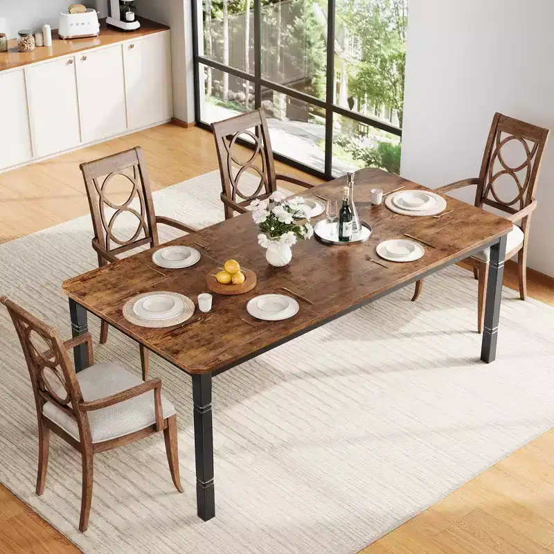 79 Large Industrial Dining Room Table for 6-8 People Rectangular Wood Kitchen Table Modern Farmhouse Dining Table Kitchen Dining Room Table
