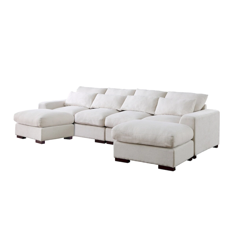 Tatman Linen Blend Sectional with Two Ottomans - 123.24W x 37.8D x 34.25H