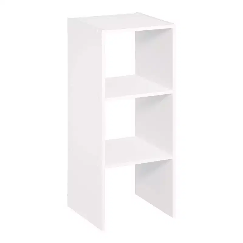 31 Inch 2 Cube White Decorative Home Stackable Standing Shelf Storage Organizer for Home, Office, and Garage, 2 Pack