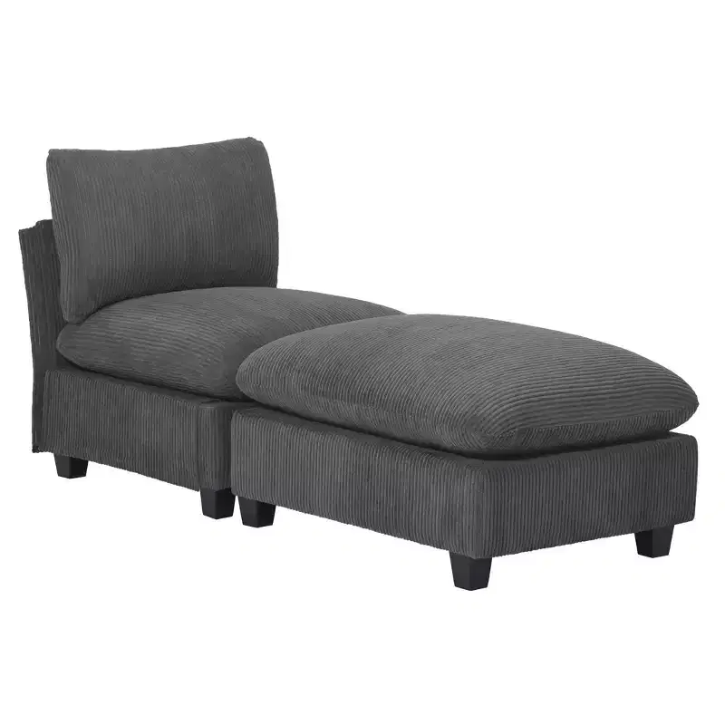 WestinTrends Hearthside 68.5 Corduroy Upholstered Indoor Chaise Lounge Chair