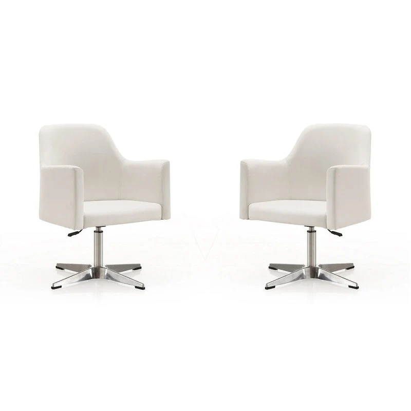 Manhattan Comfort Pelo Chrome Faux Leather Adjustable Height Swivel Accent Chair (Set of 2)
