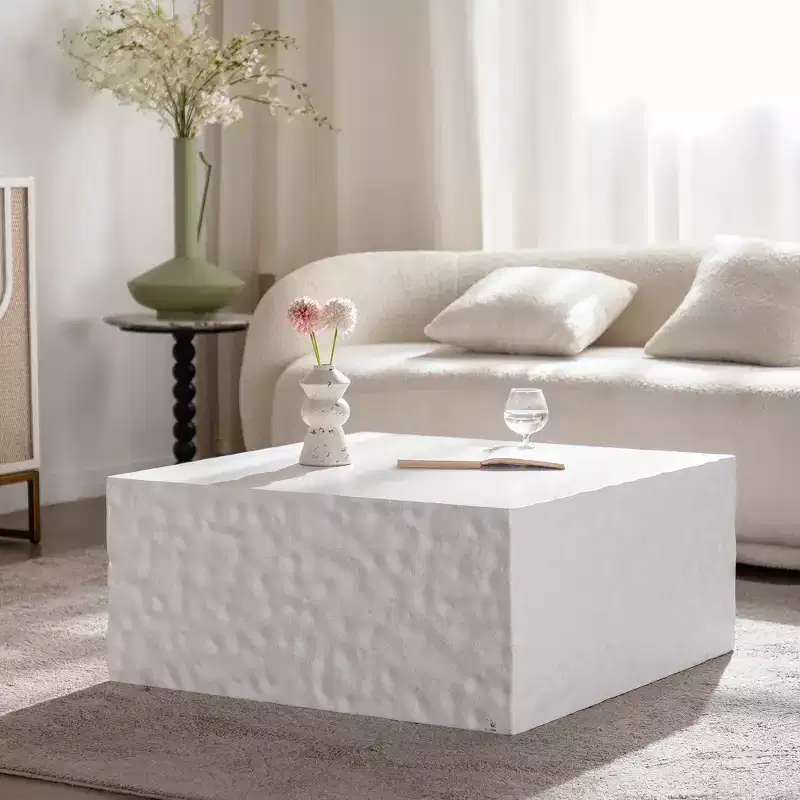 Square Coffee Table with Modern Color Combination for Living Room, No Assembly Needed