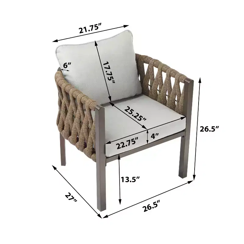 Christopher Knight Home Efraim Patio Rope Weaving Metal Club Chair with Cushion (Set of 2)