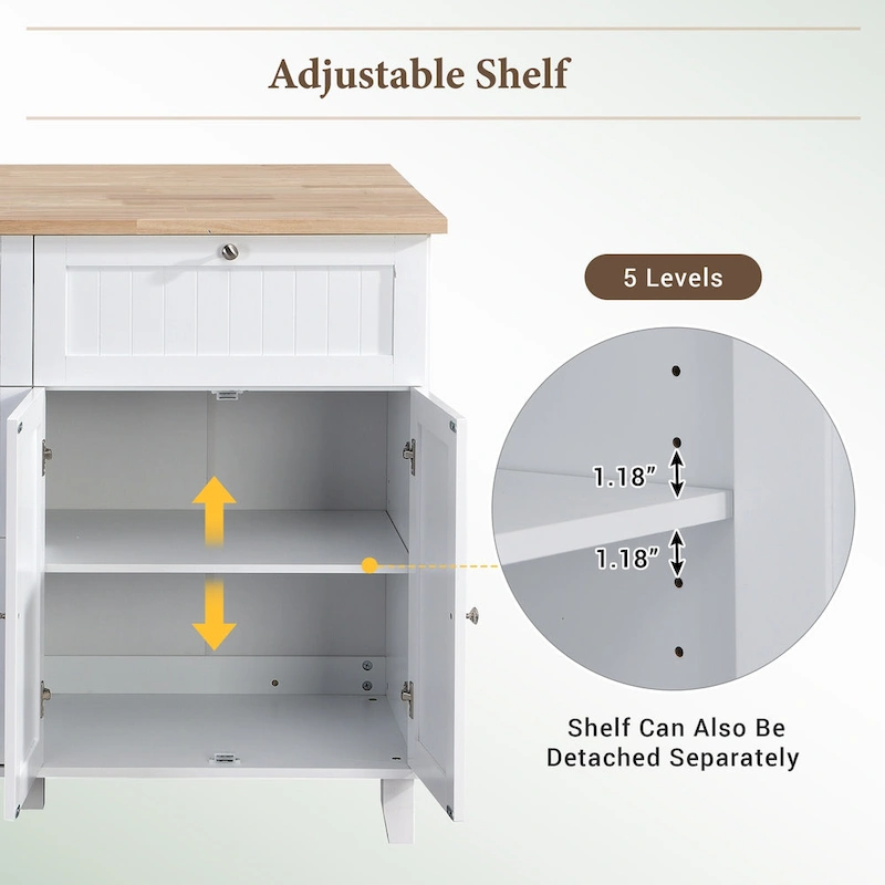Topmax Farmhouse Kitchen Island Set With Drop Leaf And 2 Seatings