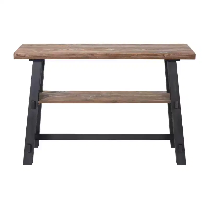 48" Odin Solid Wood Console Table with Shelf Black - Alaterre Furniture: Mid-Century Style, Pine Frame, Easy to Assemble