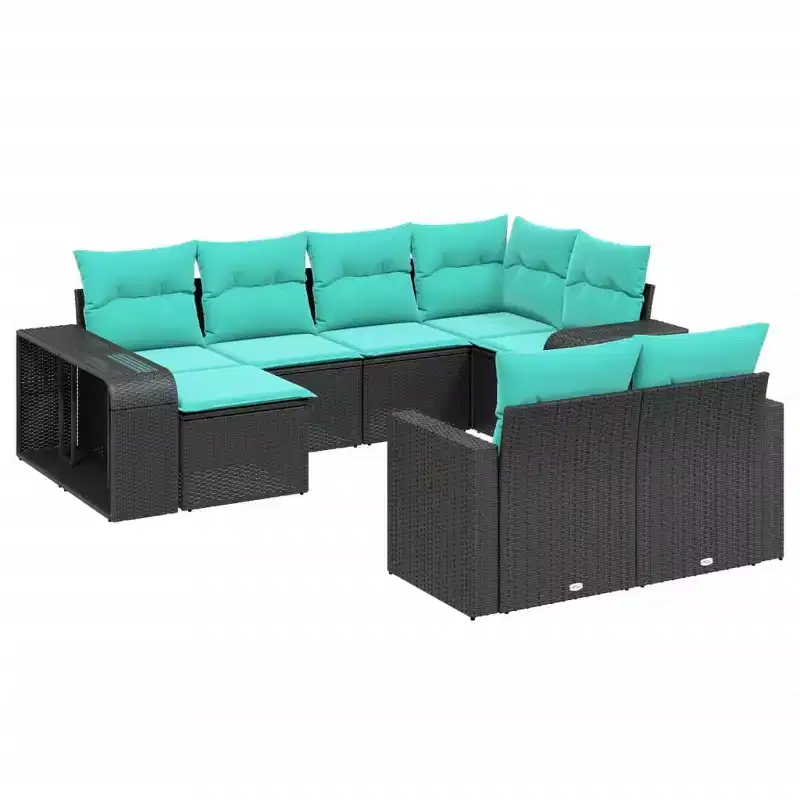 vidaXL Patio Sofa Set with Cushions Outdoor Furniture 10 Piece Poly Rattan