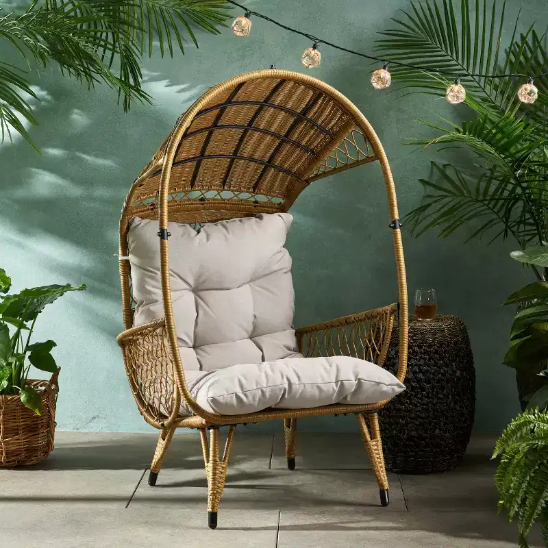 Christopher Knight Home Didier Farmhouse Iron and Faux Rattan Patio Standing with Basket Design